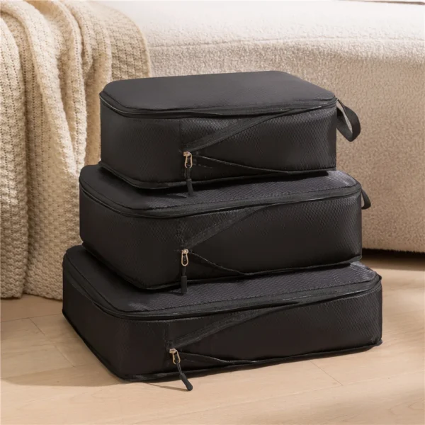3Pcs/Set Travel Compressible Packing Multifunction Travel Storage Bag Waterproof Suitcase Nylon Portable Luggage Organizer Pink
