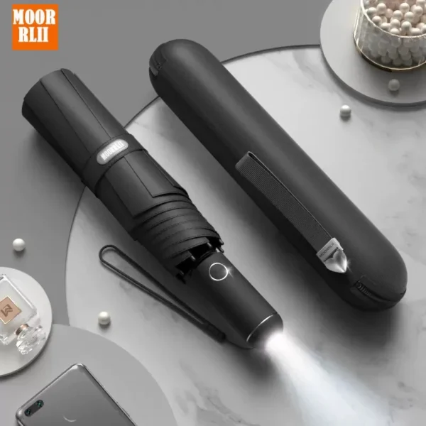 New Fully automatic umbrella, three-folding umbrella, strong, wind-resistant and shrinkable LED lighting features