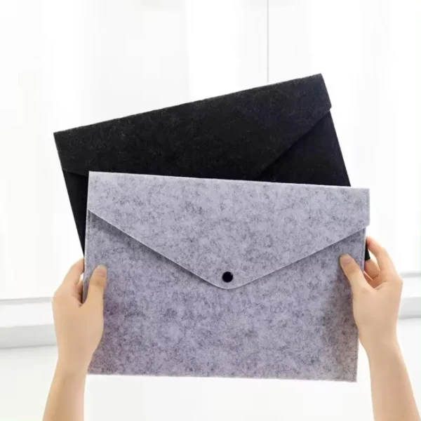 Wholesale 100pcs/ Lot Multifunctional Felt File Bag Large Capacity Button Design Envelope Holder Documents Envelope Storage Bag