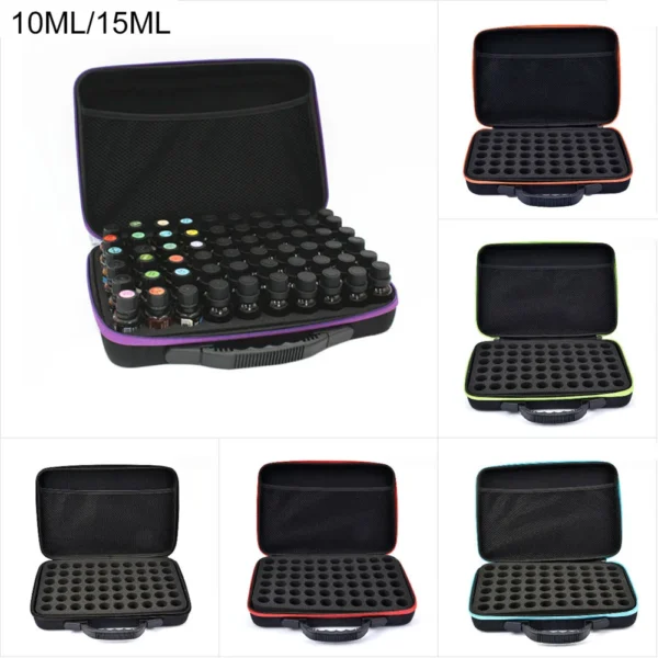 60 Bottles Essential Oil Case 10ML 15ML Perfume Oil Essential Oil Box Travel Portable Carrying Holder Nail Polish Storage Bag