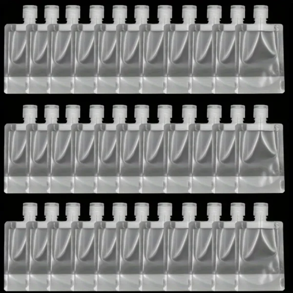 30PCS 30/50/100ML Travel Size Refillable Empty Leakproof Squeeze Pouch for Toiletry Lotion Shampoo Shower Gel Squeezable Bags