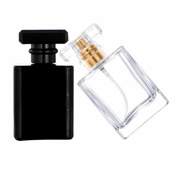 3/6/12pcs 30ml 50ml Glass Perfume Bottle Empty Transparent Black Spray Bottle Atomizer Square