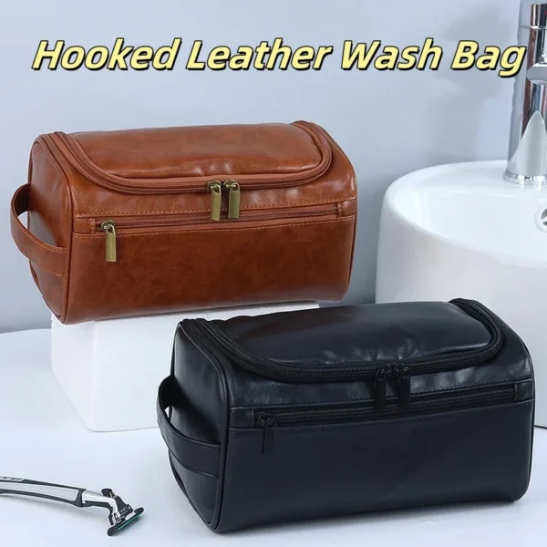 Large-capacity Business Toiletry Bag Out Portable Pu Waterproof Cosmetic Bag Simple Business Trip Travel Handbag Storage Bag
