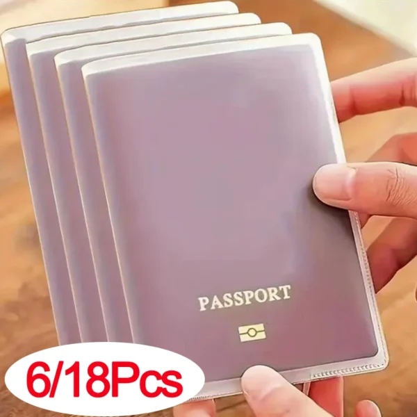 6/18pcs Passport Cover Bag Travel Passport Protective Transparent Frosted Style Available With Card Slot Passport Sleeve Case