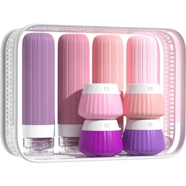 8PCS Travel Toiletry Set Travel-Sized Toiletries Travel Containers Leak-Proof Silicone Squeeze Travel Essentials Cream Jar