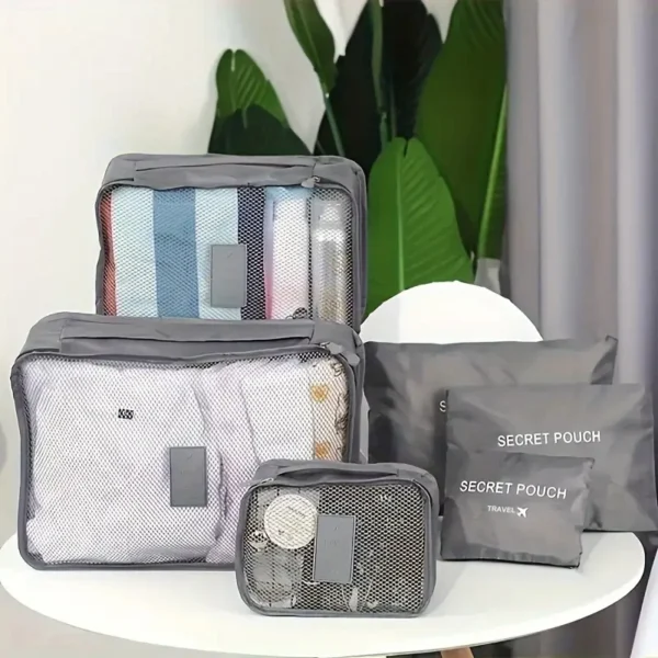 6pcs Simple Solid Color Travel Storage Bag, Clothing Storage Bag, Dry And Wet Separate Storage Bag, Cosmetic Bag Wash Bag Toilet