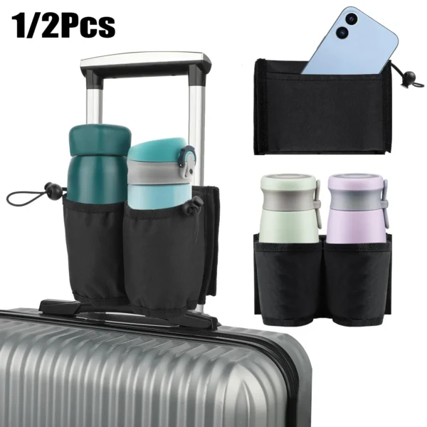 1-2Pcs Luggage Cup Holder for Suitcases Luggage Travel Cup Holder Essential Luggage Accessories for Travelers Flight Attendants