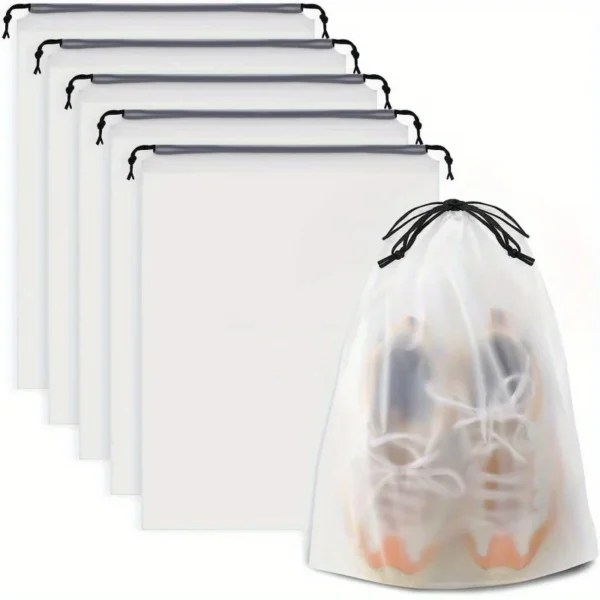 5/10/20PCS Portable Shoe Drawstring Eco Storage Bag for Sundries Travel Makeup Bag Waterproof Transparent Plastic Storage Bag