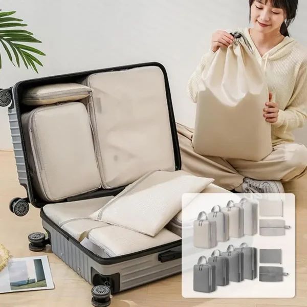 Compression Bags For Travel 6 Pcs Compression Travel Organiser Suitcase Organizer Bags Set Packing Cubes Travel Double-Stitched