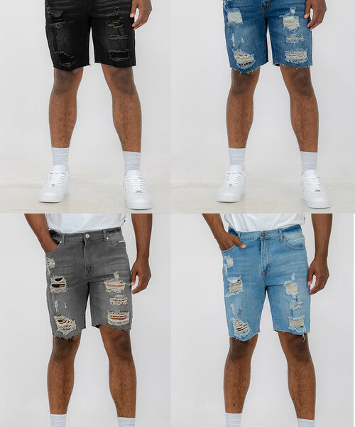 Washed Distressed Denim Shorts DSP1